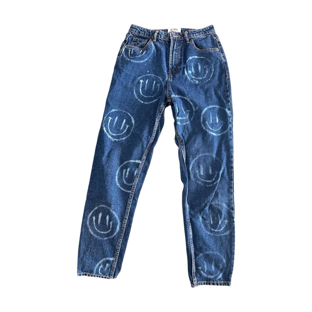 Zara TRF Smiley Face Graphic Denim Jeans